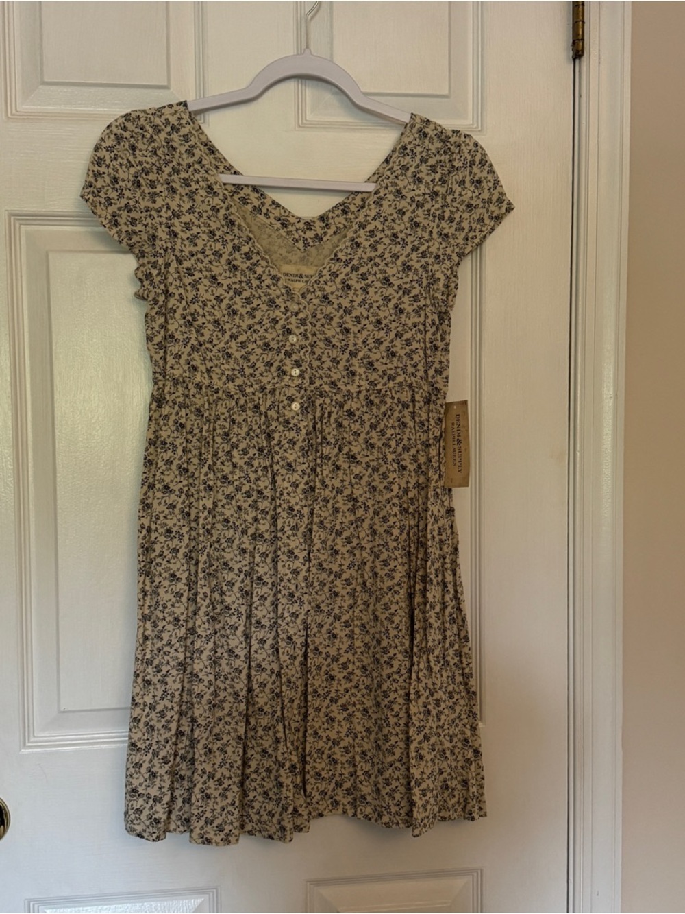 Denim & Supply Ralph Lauren Beige Dress with Navy Floral Print